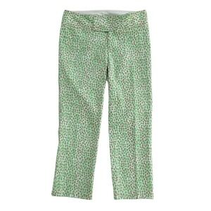 Lilly Pulitzer Crop Pants womens Size 2 mint green & pink cheetah leopard print